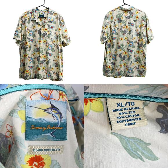 Tommy Bahama Men's Hawaiian Tropical Silk Button Down Shirts X-Large Summer - Picture 4 of 5